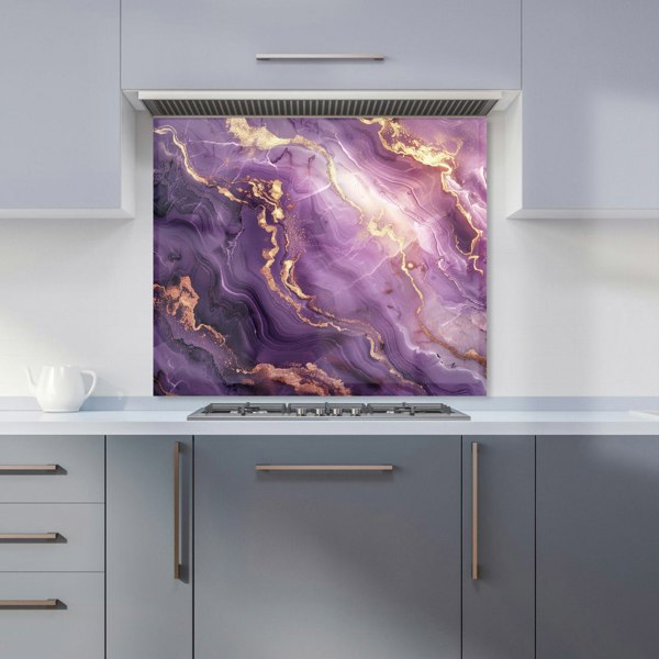 Warren Reed - Designer Purple And Gold Marble Effect Kitchen Splashback