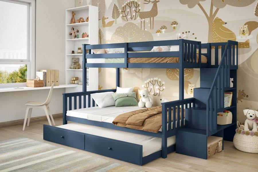 Flair Tag Triple Staircase Bunk Bed with Trundle
