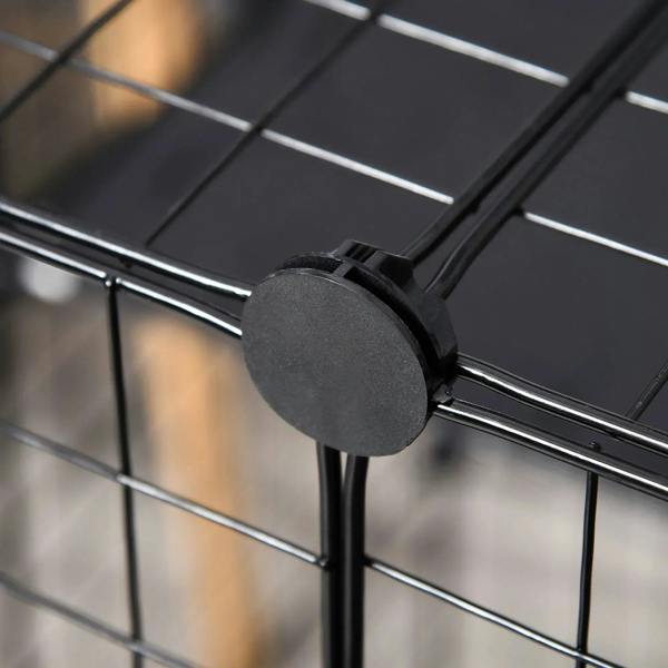 Black plastic-topped wire pet playpen connector button on corner post