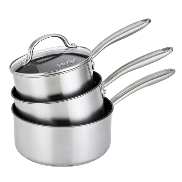 Prestige Scratch Guard Saucepan Set Stainless Steel Non Stick Induction Cookware