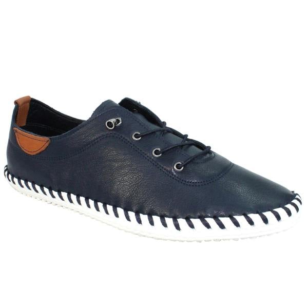 Lunar Womens/Ladies St Ives Leather Plimsolls - Navy - 