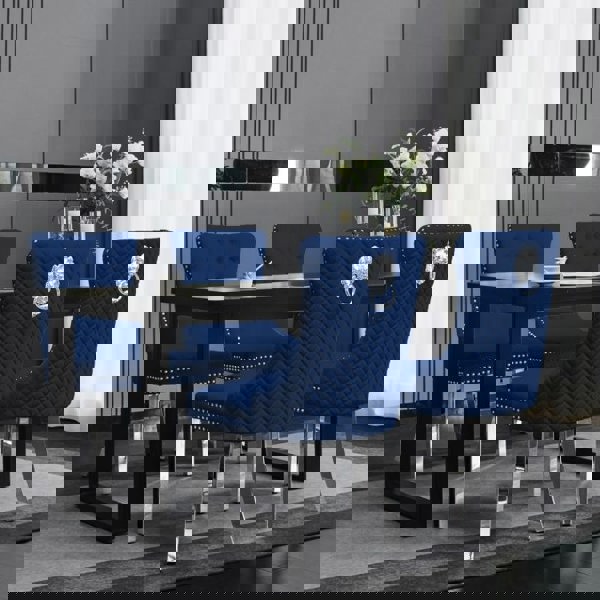 Groundlevel Set Of 2 Plush Velvet Dining Chairs with Lion Head Knocker