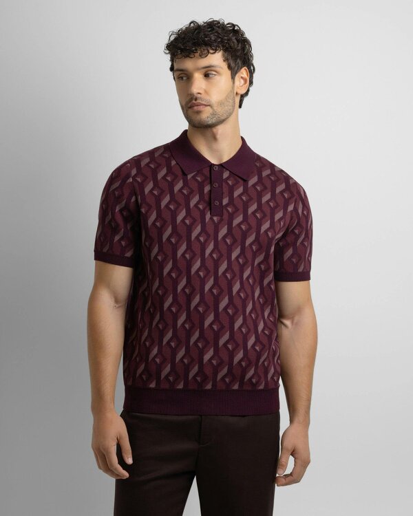 Steel & Jelly Rickman - Oval Chain Geometric Jacquard Knitted Polo Shirt