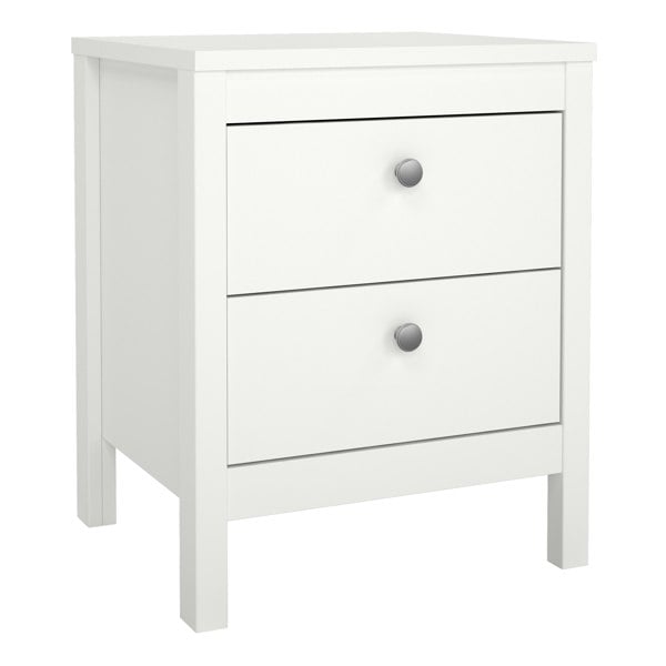 Furniture To Go Madrid Bedside Table 2 drawers in White