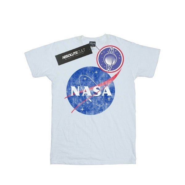 NASA Girls Classic Insignia Logo Distressed Cotton T-Shirt - White