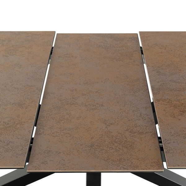 Wyld Haus Perth 168cm Rusty Brown Ceramic Extendable Dining Table Industrial Black Metal Legs