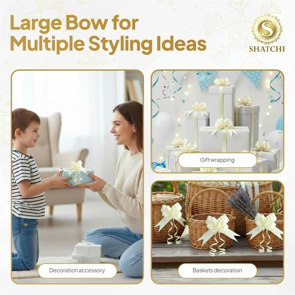 30mm Ivory Pull Bows, 10 Pack to 60 Pack for Gift Wrapping, Hampers and Décor image 8