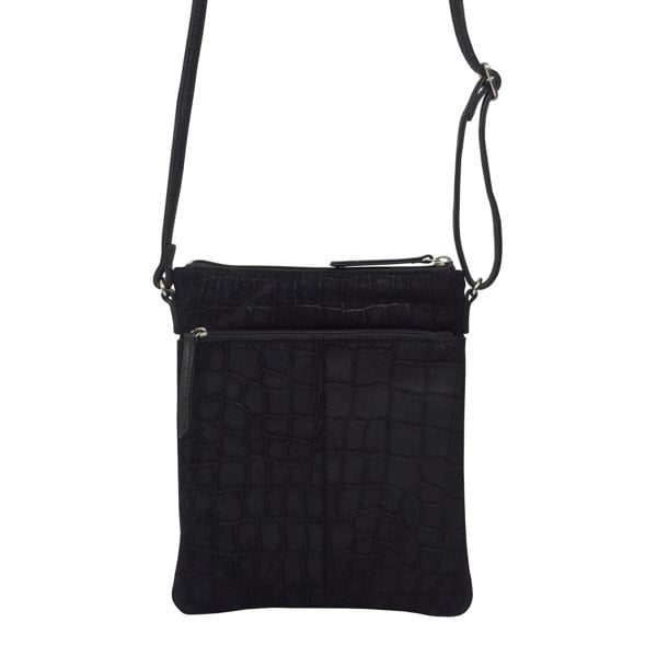 Assots London 'JANET' Black Real Leather Crossbody Sling Bag