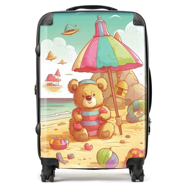 Warren Reed Teddy Bead On A Beach Holiday Suitcase