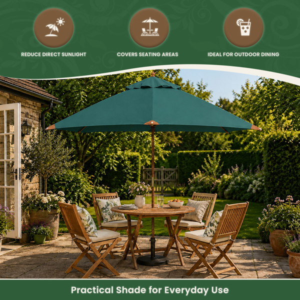 3.5m Premium Hardwood Garden Parasol Umbrella