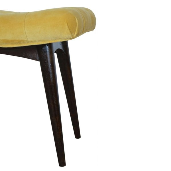 Artisan Furniture Mustard Cotton Velvet Curved Bench