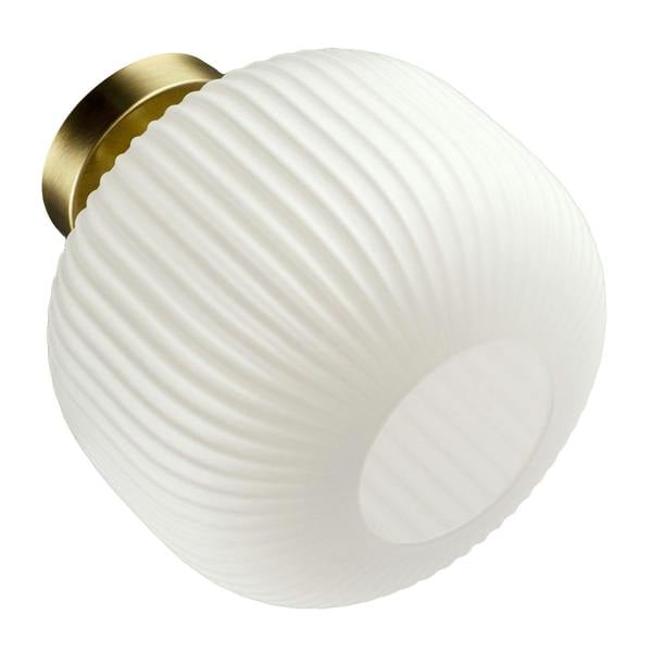 Antique Brass Bathroom Ceiling Light with Opal Ribbed Glass Shade Image 5