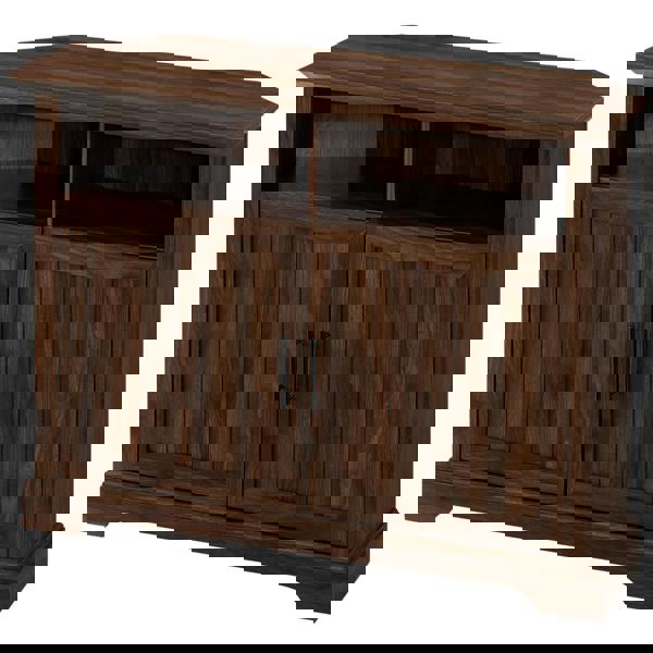 Centurion Supports SAVANNAH True-Corner-Friendly Walnut 6-Shelf Luxury Cabinet Suitable for Flat Screen TVs up to 50"