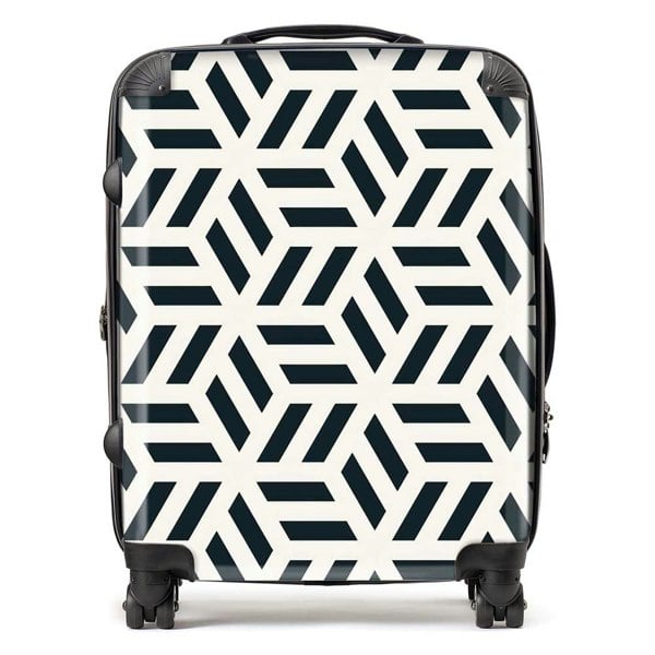 Warren Reed Geometric Monochrome Hexagonal Pattern Suitcase