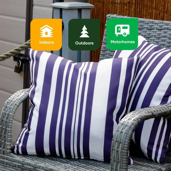 Gardenwize Pair of Outdoor Scatter Cushions – Blue Stripe Design