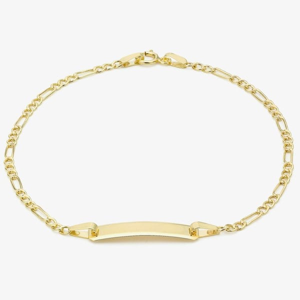 T. H. Baker 9ct Yellow Gold 18cm Figaro Chain ID Bracelet 1.29.0081