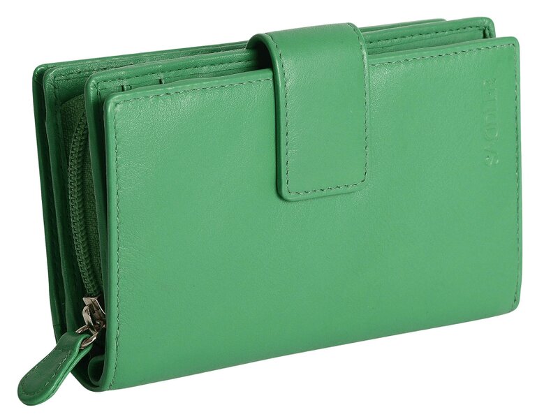 SADDLER GEORGIE Leather Double-Sided Purse - 13 Card Slots, Generous Space for Notes and Coins - RFID Protected - Jelly Bean