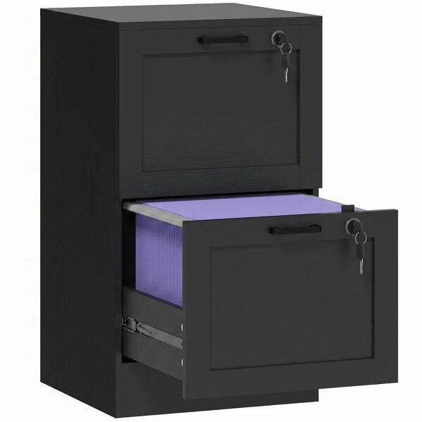 2-Drawer Filing Cabinet with Lock - Black
