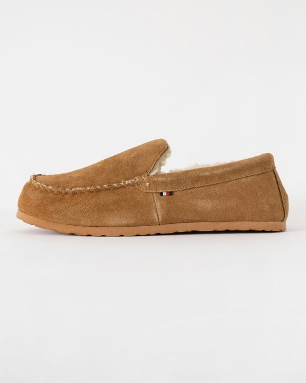 Tommy Hilfiger Suede Shirling Hilfiger Mens House Slippers - Sahara