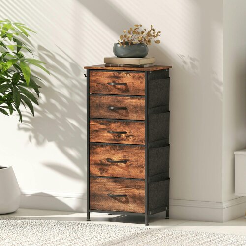Wyld Haus Kepa Fabric And Metal Rustic Brown 5 Drawer Storage Chest