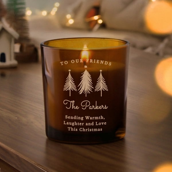 Personalised Memento Company Personalised Christmas Tree Amber Glass Candle