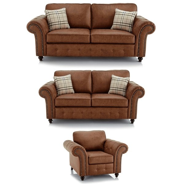 Oakland Chesterfield Leather 3 Piece Sofa Suite