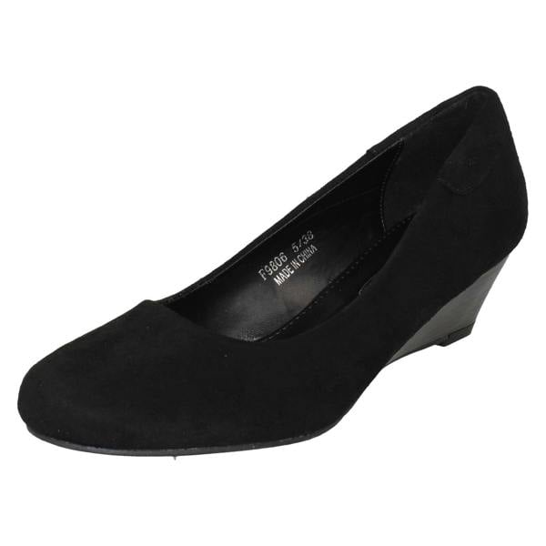 Spot On Ladies Spot On Low Wedge Court Shoes