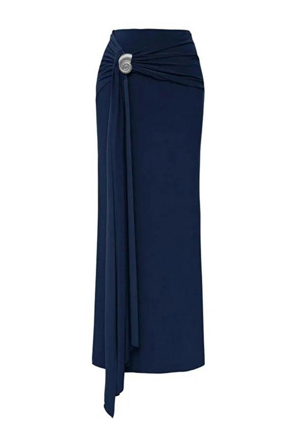 WOVCOR Knit Long Skirt with Accessory Detail