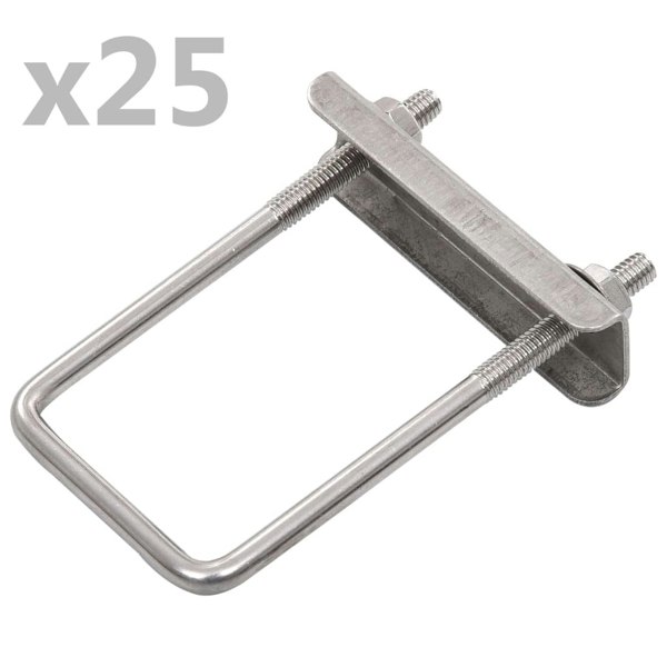 Berkfield U Connector for Fence Post 60x40 mm 25 Sets