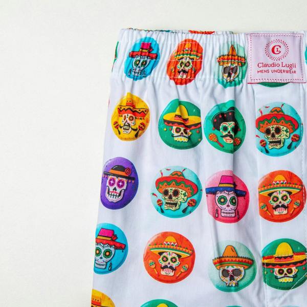 SKULL BADGE COTTON POPLIN PRINT BOXER SHORTS - Premium Men's Patterned Shirt by Claudio Lugli | Bold Design, Tailored Fit, Best Printed Shirts