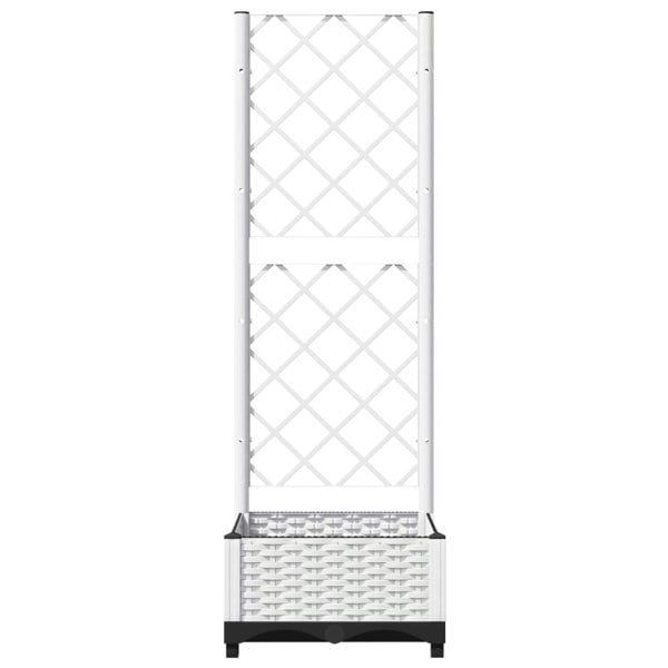 Berkfield Garden Planter with Trellis White 40x40x121.5 cm PP