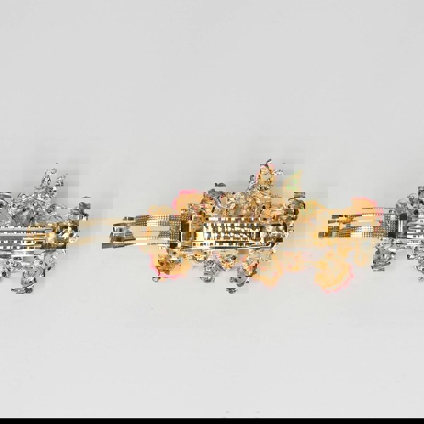 red flower hair clip gold barrette open