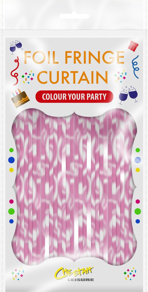 Cheetah Christmas Reindeer Tinsel Curtain 3M x 1M Pink