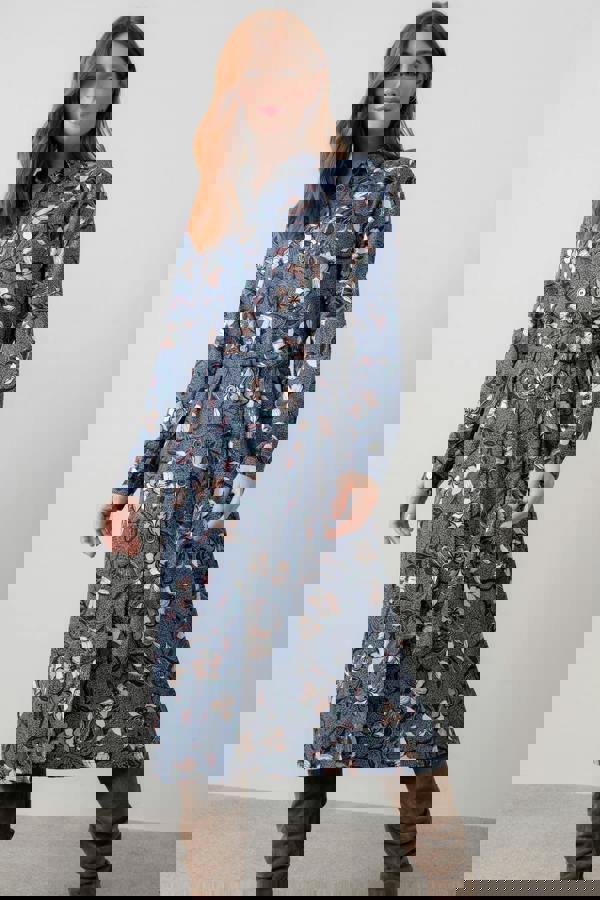 Lily & Me Anya Printed Midi Shirt Dress Navy