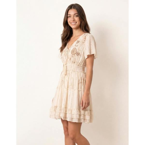 Blue Vanilla Embellished Tiered Mini Dress