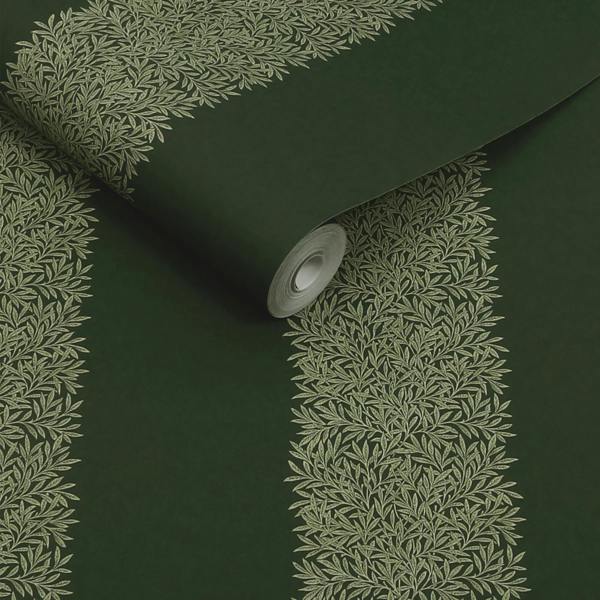 William Morris at Home Willow Stripe Privet Green Wallpaper