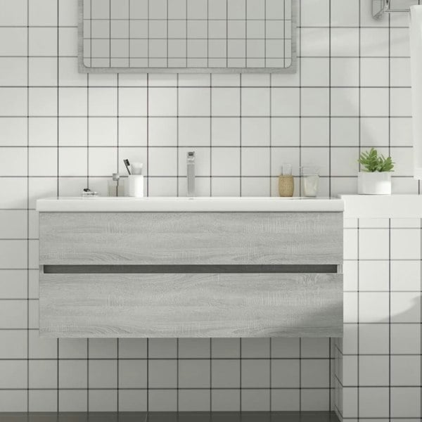 Berkfield Sink Cabinet Grey Sonoma 100x38.5x45 cm Engineered Wood