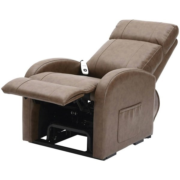 Single Motor Rise and Recline Lounge Chair - Nutmeg PU Leather Material Loops