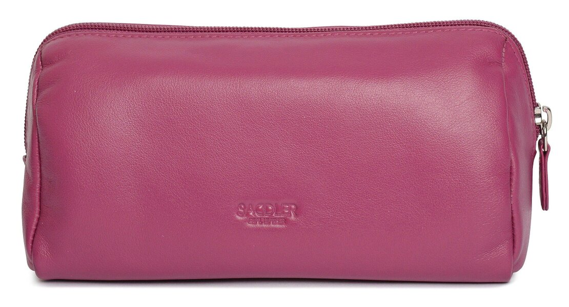 SADDLER MEGAN Leather Zip Top Cosmetic Bag - Large Capacity and Inner Zip Pocket - RFID Protected