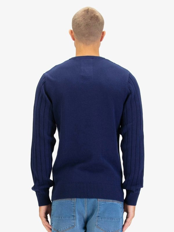 Luke 1977 Mitcham Cable Knit Jumper - Navy