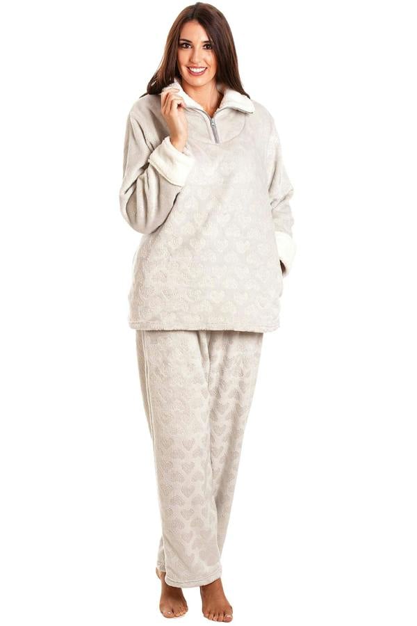 Camille Womens Grey Glitter Heart Pyjama Set
