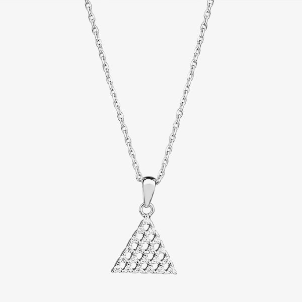T. H. Baker Silver Pavé Triangular Pendant and Earring Set SET11985