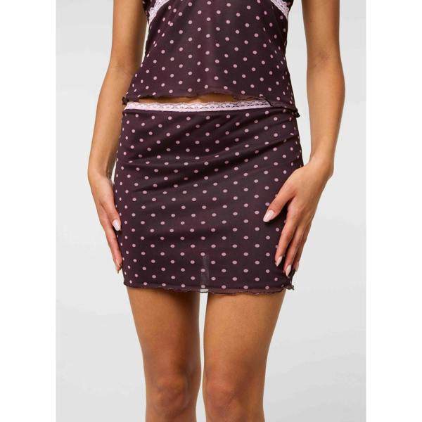 Pink Vanilla Polka Dot Lace Mini Skirt
