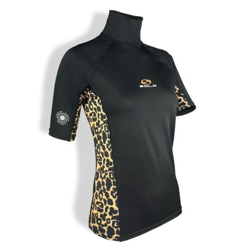 Sola Ladies Short Sleeve Rash Vest - Black/Jaguar