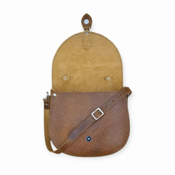 Zatchels Handmade Tannery Leather Saddle Bag - Tan