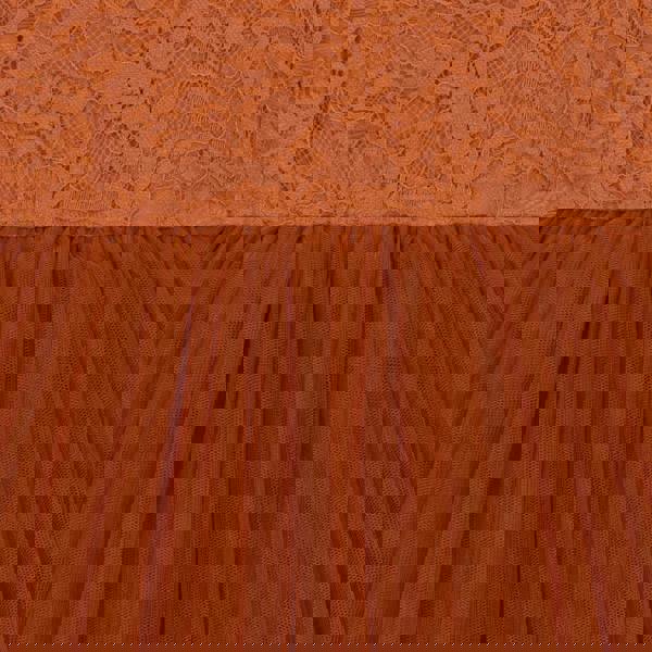 Brown lace fabric with a textured pattern