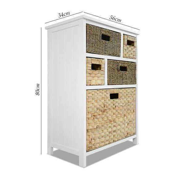 Statement Furniture Tetbury 5 Drawer Storage Unit with Baskets Assembled