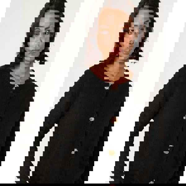 Blue Vanilla Gold Flower Buttons Cardigan