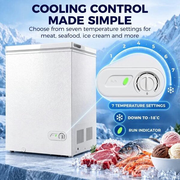 91L Freestanding Chest Freezer with Removable Storage Basket, Chest Freezer with Mechanical Temperature Control, White