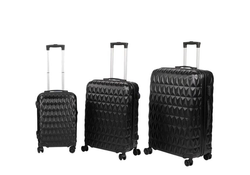 Alivio Set of 3 Diamond Hardshell Lightweight ABS Suitcases with 4 Spin Wheels